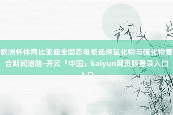 欧洲杯体育比亚迪全固态电板选择氧化物与硫化物复合期间道路-开云「中国」kaiyun网页版登录入口